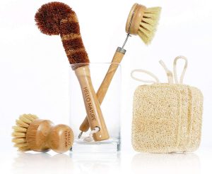 Plant-Based 6pcs Kitchen Brush Set by HELLO NATURE