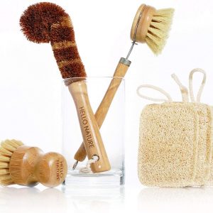 Plant-Based 6pcs Kitchen Brush Set by HELLO NATURE